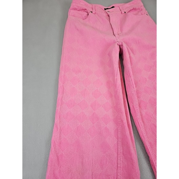 Forever 21‎ Checkered Pink Corduroy Wide Leg Pants Small 27x28 Y2K Skater - Picture 2 of 9